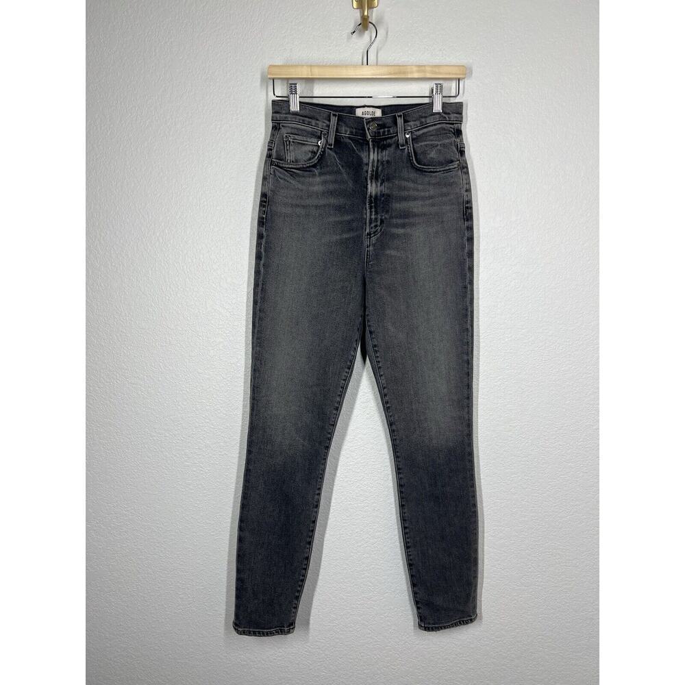 AGOLDE Pinch Waist Skinny Jeans Womens 26 Washed Out Black Stretch